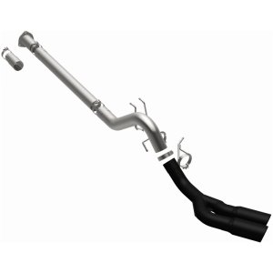 Ford F-450 Performance Exhaust - Rear - Magnaflow - DPF Back, Dual Same Side Behind Passenger Rear Tire, 5in. Black Coated Welded-On Single Wall Angle Cut Rolled Edge tips - Black - `08-`25