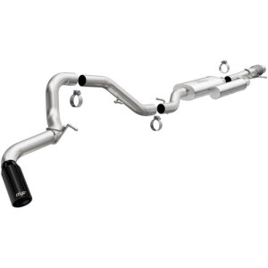 GMC Yukon Performance Exhaust - Single Passenger Side Rear Exit - Magnaflow - Street Series, Cat-Back, No Drone Technology, Stainless Steel with Black Chromed Tip - Black - `21-`25