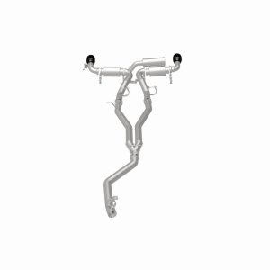 Toyota Supra Performance Exhaust - Rear - Magnaflow - Cat Back, SPEQ Series, Dual Split Rear Exit, No Drone Technology (NDT) - Black Chrome - `20-`27