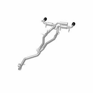 Toyota Supra Performance Exhaust - Rear - Magnaflow - Cat Back, SPEQ Series, Dual Split Rear Exit, No Drone Technology (NDT) - Black Chrome - `20-`27