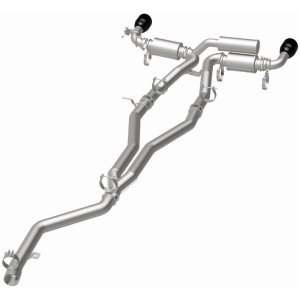 Toyota Supra Performance Exhaust - Rear - Magnaflow - Cat Back, SPEQ Series, Dual Split Rear Exit, No Drone Technology (NDT) - Black Chrome - `20-`27