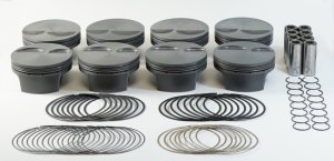 Chevrolet Camaro Forged Piston Set - Mahle - MS Series, 4.125 in Bore, Flat Top/Dish, 4032 Alloy, Phosphate + Grafal Coated - `14-`15