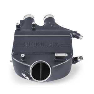 BMW M4 Air-to-Water Intercooler Kit - Mishimoto - Performance Power Pack (bar-and-plate core, single-pass coolant flow; includes intercooler + enlarged heat exchanger with stone guard and variable fin pitch + aluminum charge pipes) - Mineral Gray Metallic