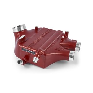 BMW M4 Air-to-Water Intercooler Kit - Mishimoto - Performance Air-to-Water Intercooler Power Pack; Bar-and-Plate Core; Single-Pass Coolant Flow; Includes Heat Exchanger + Charge Pipe Kit; Color-Matched - Sakhir Orange Metallic - `15-`20