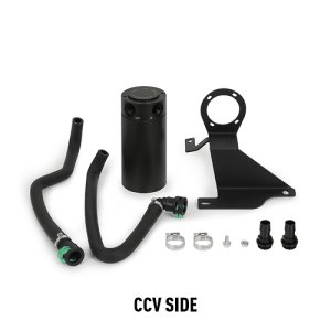 Ford F-150 Baffled Oil Catch Can Kit - Mishimoto - Dual-can setup - Black - `11-`14