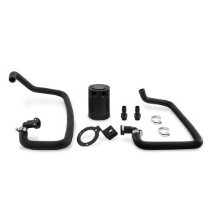 Ford Mustang Baffled Oil Catch Can Kit - Mishimoto - 2-Port Compact with Bronze Filter and Internal Baffles - Black - `15-`23
