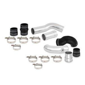 Ford F-550 Super Duty Intercooler Pipe Set - Front - Mishimoto - Mandrel Bent Aluminum with Silicone Boots - Polished - `11-`15