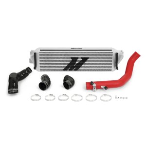 Honda Civic Type R Performance Intercooler Kit - Mishimoto - 4.7-in thick intercooler with bar-and-plate core - Silver Intercooler Red Piping - `17-`21