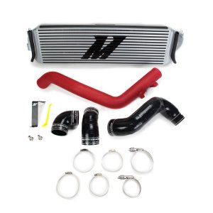 Honda Civic Type R Performance Intercooler Kit - Mishimoto - 4.7-in thick intercooler with bar-and-plate core - Silver Intercooler Red Piping - `17-`21