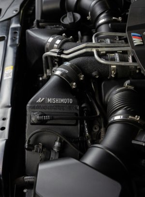BMW M5 Intercooler Kit - Mishimoto - Air-to-Water, Bar-and-Plate, Includes Pipes - Wrinkle Black - `12-`16