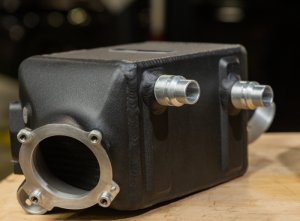 BMW M5 Intercooler Kit - Mishimoto - Air-to-Water, Bar-and-Plate, Includes Pipes - Wrinkle Black - `12-`16