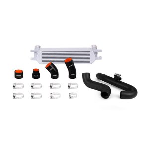 Ford Mustang Intercooler Kit - Mishimoto - Performance Intercooler with Silver Core and Wrinkle Black Pipes - `15-`23