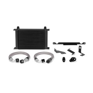 Mitsubishi Evolution Oil Cooler Kit - Front - Mishimoto - 25-row, stacked-plate - Black - `01-`07