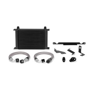 Mitsubishi Evolution Oil Cooler Kit - Front - Mishimoto - 25-row, stacked-plate - Black - `01-`07
