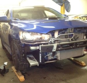 Mitsubishi Evolution Oil Cooler Kit - Passenger Side - Mishimoto - V-mounted Dual Coolers - 2008