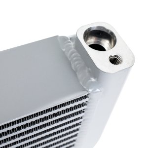 BMW M6 Performance Oil Cooler - Mishimoto - Bar-and-Plate Core, 55mm Thick, Silver Powder-Coated, CNC-Billet End Tanks - Silver - `12-`20