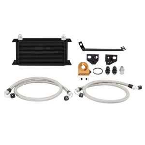 Ford Mustang Oil Cooler Kit - Front - Mishimoto - Thermostatic - Black - `15-`17