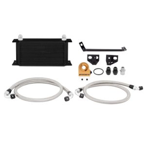 Ford Mustang Oil Cooler Kit - Front - Mishimoto - Thermostatic - Black - `15-`17