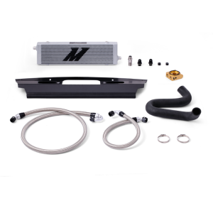 Ford Mustang Oil Cooler Kit - Front - Mishimoto - Thermostatic - Silver - `15-`17