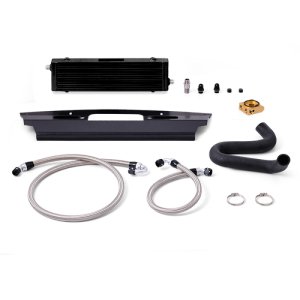 Ford Mustang Oil Cooler Kit - Front - Mishimoto - Thermostatic - Black - `15-`17