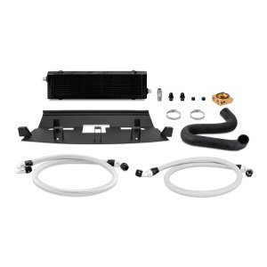 Ford Mustang Oil Cooler Kit - Front - Mishimoto - Thermostatic - Black - `18-`23