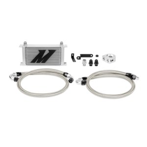 Subaru WRX STI Oil Cooler Kit - Front - Mishimoto - Thermostatic Option - Silver - 2010