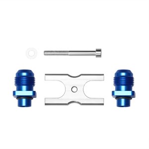 BMW M4 Oil Line Fitting Adapter Kit - Mishimoto - CNC-machined, 6061 Aluminum Fittings - Blue Anodized - `15-`20