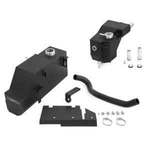 Ford Powerstroke Coolant Reservoir - Mishimoto - Aluminum Degas Tank Kit - Micro-Wrinkle Black - `11-`19