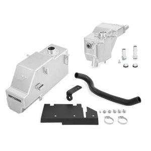 Ford Powerstroke Engine Coolant Reservoir - Mishimoto - Aluminum Degas Tank Kit - Natural - `11-`19