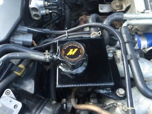 Subaru Impreza Coolant Expansion Tank - Mishimoto - Aluminum, TIG-welded, 50% greater capacity than stock - Polished Silver/Anodized Black - `02-`05