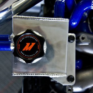 Subaru WRX STI Coolant Expansion Tank - Mishimoto - Aluminum, TIG-welded, 50% greater capacity than stock - Polished Silver/Anodized Black - 2010