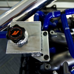 Subaru WRX STI Coolant Expansion Tank - Mishimoto - Aluminum, TIG-welded, 50% greater capacity than stock - Polished Silver/Anodized Black - 2010