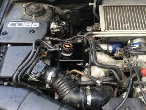 Subaru WRX STI Coolant Expansion Tank - Mishimoto - Aluminum, TIG-welded, 50% greater capacity than stock - Polished Silver/Anodized Black - 2010