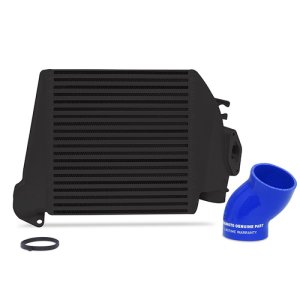 Subaru Impreza Top-Mount Intercooler Kit - Mishimoto - Powder Coated Black & Blue Hoses - Black - `08-`14