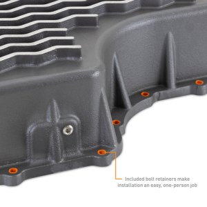 Ford Powerstroke Transmission Pan - Mishimoto - Aluminum, Cast, MMTP-F2D-11 - Gunmetal Gray - `11-`19