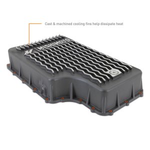 Ford Powerstroke Transmission Pan - Mishimoto - Aluminum, Cast, MMTP-F2D-11 - Gunmetal Gray - `11-`19