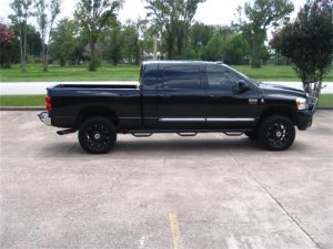 Dodge Ram 2500 SLT Nerf Step - Side - N-Fab - Wheel-to-Wheel with Bed Access (3 Steps per Side) - 3 in. Main Tube Diameter - Gloss Black - `06-`09