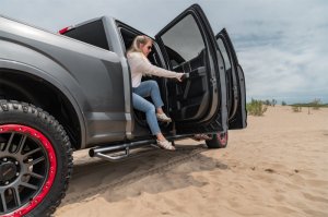 Ford F-150 Nerf Steps - N-Fab - Wheel-to-Wheel with Bed Access - Textured Black - `15-`24