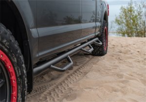 Ford F-450 Nerf Step Bar - Wheel-to-Wheel with Bed Access - N-Fab - 3 Steps per Side, 3 in. Main Tube Diameter, Single Rear Wheels - Textured Black - `17-`24