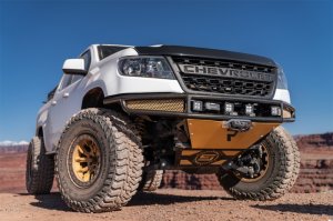 Chevrolet Colorado Front Bumper - N-Fab - M-RDS Pre-Runner Radius Style with Integrated Brushed Aluminum Skid Plate - Textured Black - `15-`22