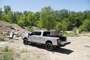 Ford F-350 Super Duty Nerf Bars & Running Boards - N-Fab - Podium Step LG, Wheel-to-Wheel with Bed Access, 3 Steps per Side - Textured Black - `17-`24