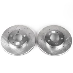 Ford Taurus Brake Rotors (2) - Front - PowerStop - Evolution Drilled & Slotted - Silver - `94-`00