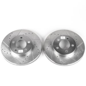 Ford Taurus Brake Rotors (2) - Front - PowerStop - Evolution Drilled & Slotted - Silver - `94-`00