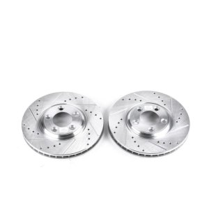 Ford Thunderbird Brake Rotors (2) - Front - PowerStop - Evolution Drilled & Slotted - Silver - `02-`05