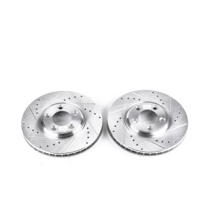 Ford Thunderbird Brake Rotors (2) - Front - PowerStop - Evolution Drilled & Slotted - Silver - `02-`05