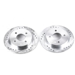 Ford Fiesta Brake Rotors (2) - Rear - PowerStop - Evolution Drilled & Slotted Zinc Plated - `14-`19