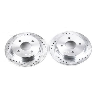 Ford Fiesta Brake Rotors (2) - Rear - PowerStop - Evolution Drilled & Slotted Zinc Plated - `14-`19