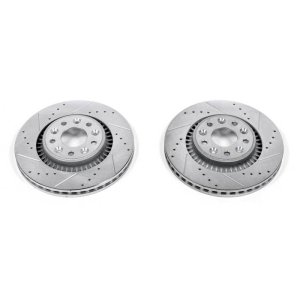 Ford Five Hundred Brake Rotors (2) - Front - PowerStop - Evolution Drilled & Slotted - Silver - `05-`07