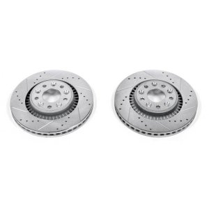 Ford Five Hundred Brake Rotors (2) - Front - PowerStop - Evolution Drilled & Slotted - Silver - `05-`07
