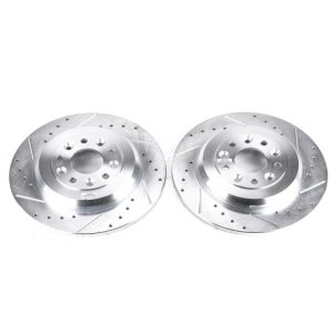 Ford Edge Brake Rotors (2) - Rear - PowerStop - Evolution Drilled & Slotted - Silver - `11-`15